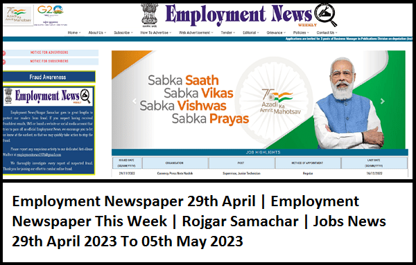 Employment Newspaper 29th April