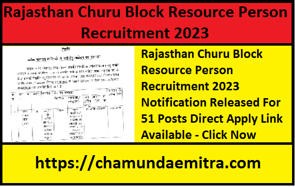Rajasthan Churu Block Resource Person Recruitment 2023