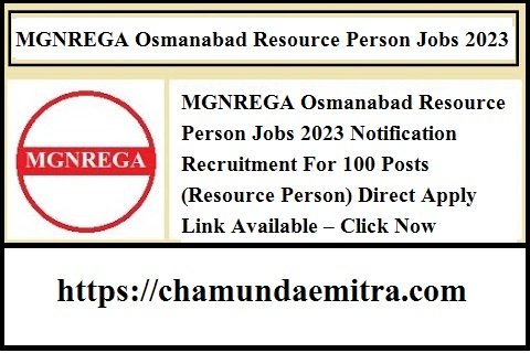 MGNREGA Osmanabad Resource Person Jobs 2023 