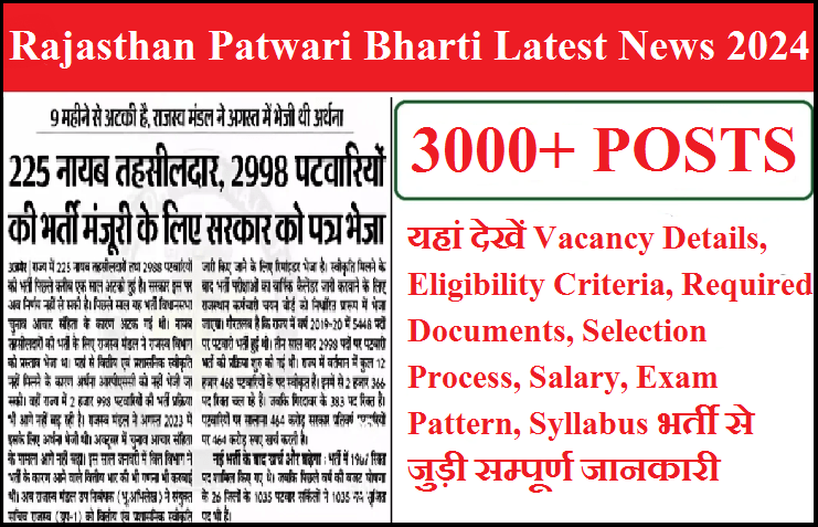 Rajasthan Patwari Bharti Latest News 2024